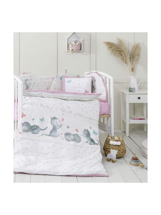 Nima Baby Love Baby Sheets Set Crib Cotton White 120x170cm 3pcs