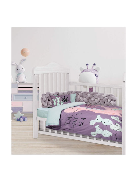 Das Home 4853 Baby Sheets Set Crib Cotton Purple 125x170cm