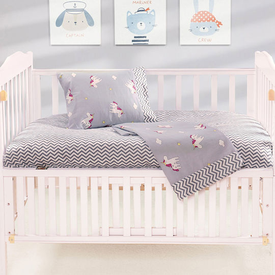 Beauty Home Art Комплект Бебешки Чаршафи За Количка Памучни с Ластик Сив 70x140бр 202100011
