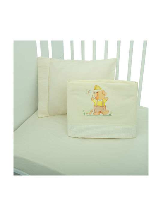 Mother Baby Net Baby Sheets Set Crib Cotton Fitted Beige 70x140cm 3pcs