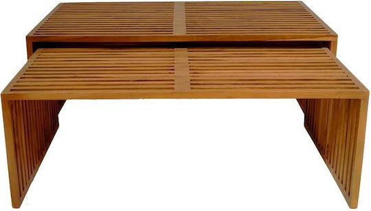 Pakketo Kaffeetische Zentral Tinnie aus Massivholz Natürliche Farbe 2 Stück M117xL61xH47cm
