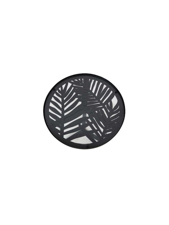 Round Side Coffee Table Jungle Glass Black 2 Pieces W40xL40xH50cm