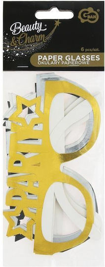 GoDan Paper Birthday Glasses Set of 6 Party Gold Silver Black