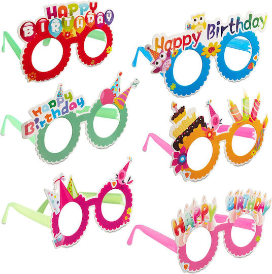 Relaxdays Set 6 Ochelari de Petrecere Relaxdays Happy Birthday Diferite Modele