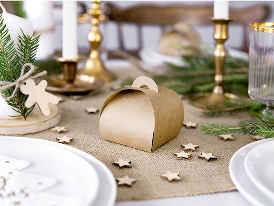 PartyDeco Χάρτινο Κουτάκι για Μπομπονιέρες Καφέ 10τμχ