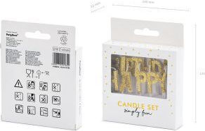 PartyDeco Geburtstagskerze Alles Gute zum Geburtstag in Gold Farbe 13Stück PARX1287
