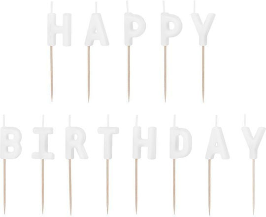 PartyDeco Weiße Kerzen Happy Birthday