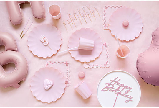 PartyDeco Geburtstagskerze Alles Gute zum Geburtstag in Rosa Farbe 2,5cm