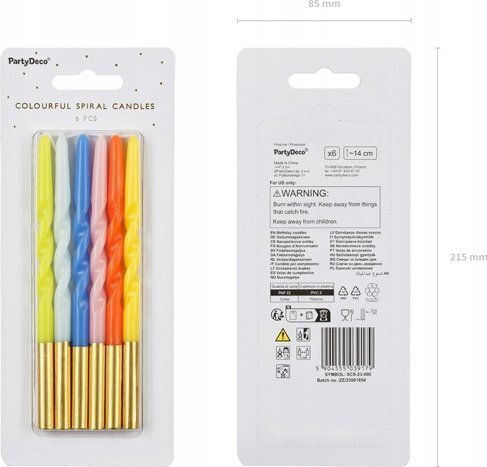 PartyDeco Κεράκι Γενεθλίων Πολύχρωμο 6τμχ SCS-23-000