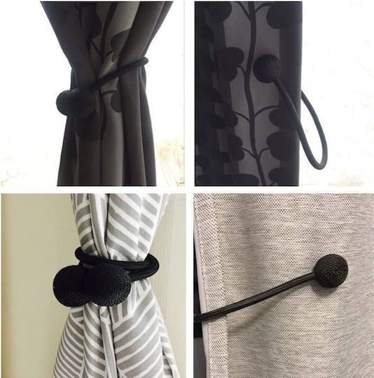 Tie-Back Magnetic din Metal Negru 1buc