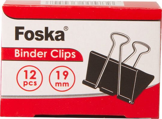 Foska Κλιπς Μεταλλικά 51mm Μαύρα 12τμχ