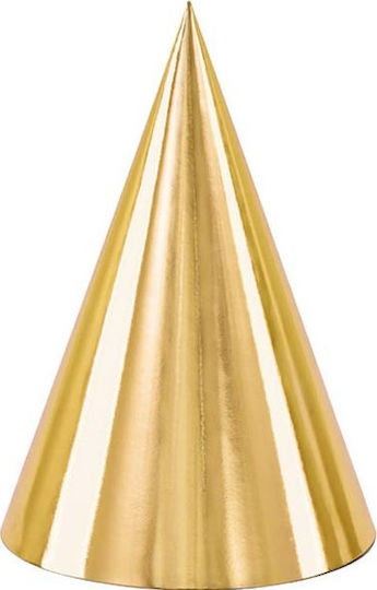PartyDeco Party Hats Paper Gold Party Hats 6 Pieces. 6pcs