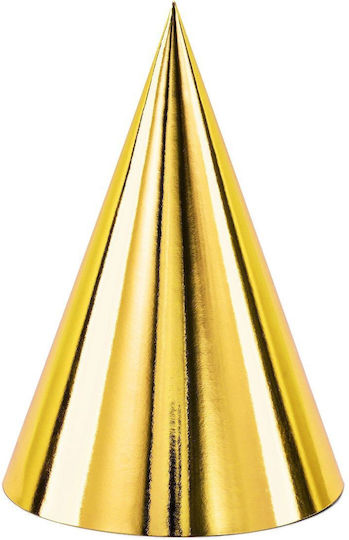 PartyDeco Party Hats Paper Gold Party Hats 6 Pieces. 6pcs