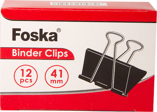 Foska Metallic Clips 19mm Black 12pcs