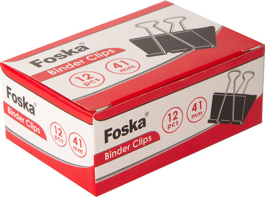 Foska Metallic Clips 19mm Black 12pcs
