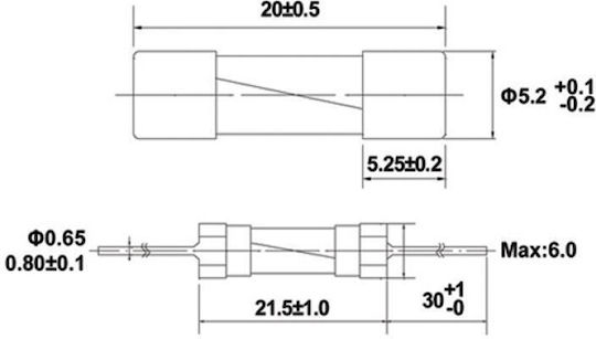 Safety Cylindrical Glass Slow-Blow 5x20mm 10A (01.028.0271) 10pcs