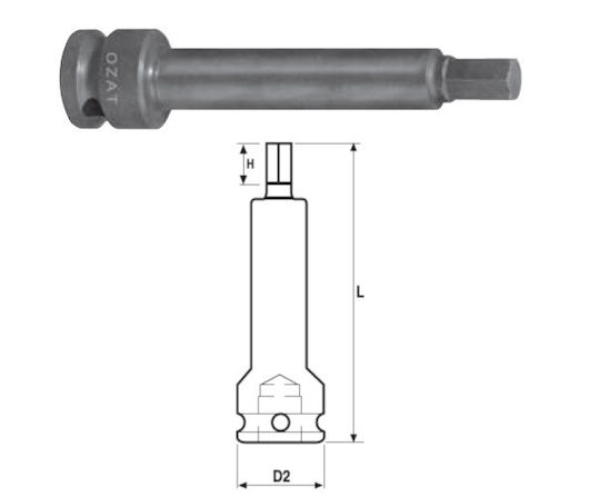 3/4'' Impact Steckschlüssel Kopf Externes Sechskant Profil Einteilig 100 Mm Länge 22