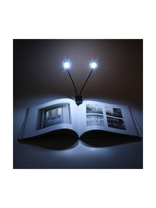Zola Lampă Dublă LED De Citit Cu Clema Brațe Flexibile Alimentată Cu Baterie USB Plastic PP 22 Cm Neagră