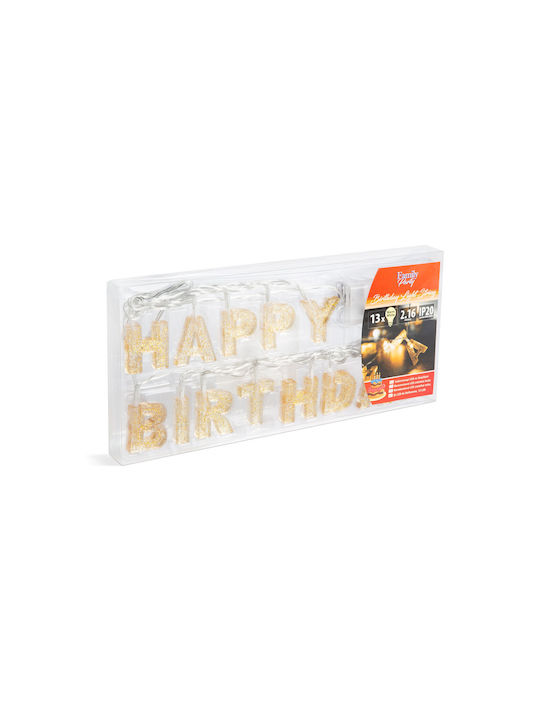 Șir Lumini LED Ziua De Naștere "Happy Birthday" 13 LED-uri 2 X AA 2 M