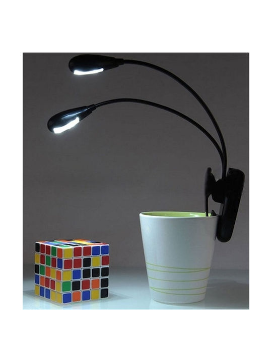 Zola Lampă Dublă LED De Citit Cu Clema Brațe Flexibile Alimentată Cu Baterie USB Plastic PP 22 Cm Neagră