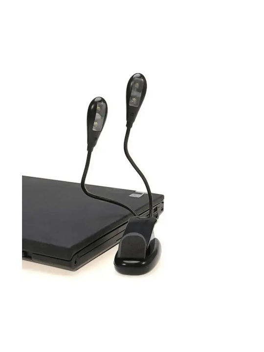Zola Lampă Dublă LED De Citit Cu Clema Brațe Flexibile Alimentată Cu Baterie USB Plastic PP 22 Cm Neagră