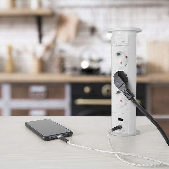 Motorized Hidden Power Strip White Delight
