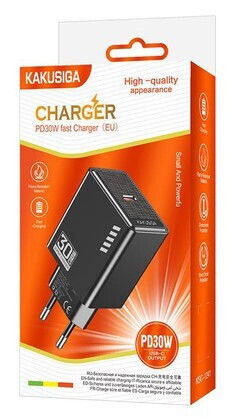 Kakusiga Charger Without Cable with USB-C Port 30W Blacks (KSC-1241)