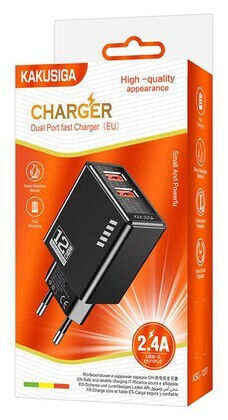 Kakusiga Ladegerät ohne Kabel mit 2 USB-A Anschlüsse 12W Schwarzs (KSC-1237)