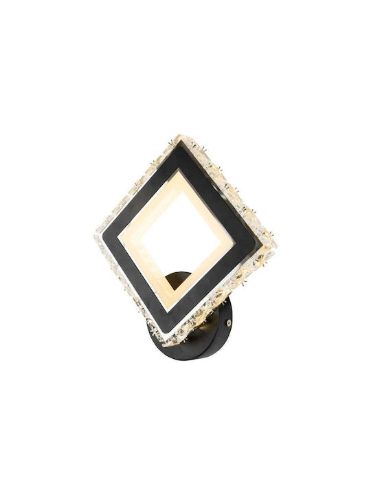 Terrano LED Wall Lamp Crystals Square 24W Cool Warm Neutral Light Black Stainless Steel