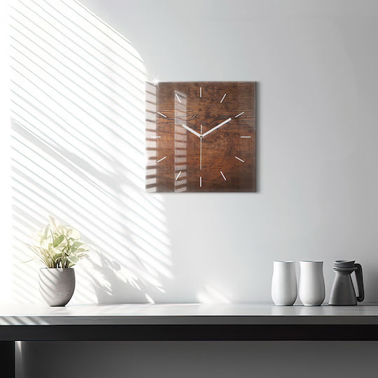 Tulup Αθόρυβο Ρολόι Τοίχου Ξύλινο Καφέ 30x30cm