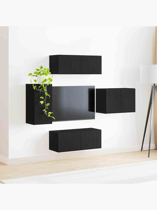 Living Room TV Unit with Lighting Black L78.5xW30xH29.5cm