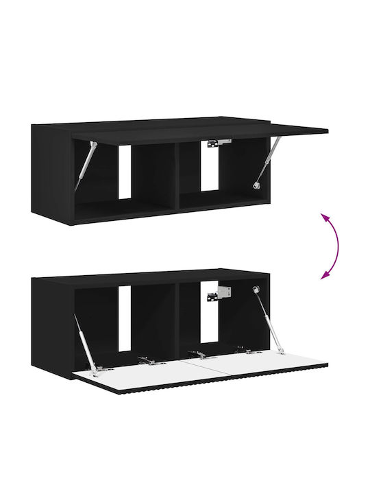 Living Room TV Unit with Lighting Black L78.5xW30xH29.5cm