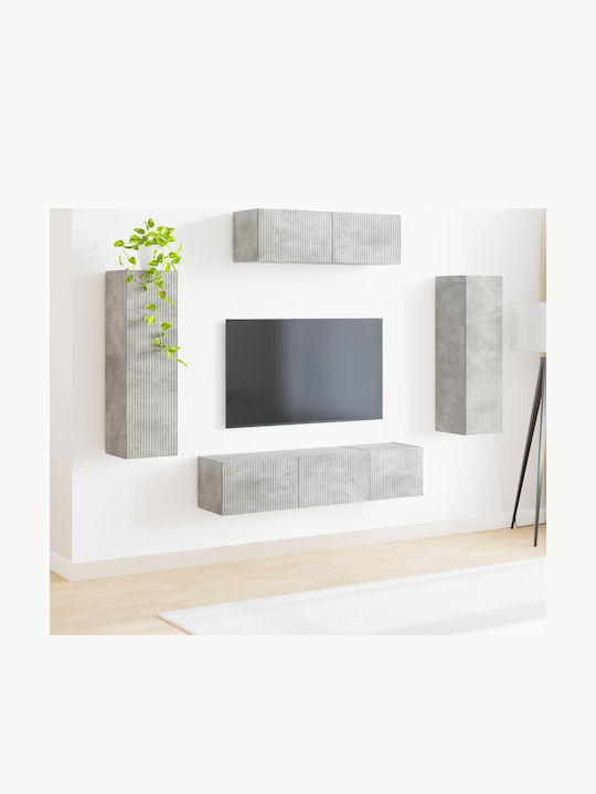 Living Room TV Unit with Lighting Grey L30xW31xH100cm