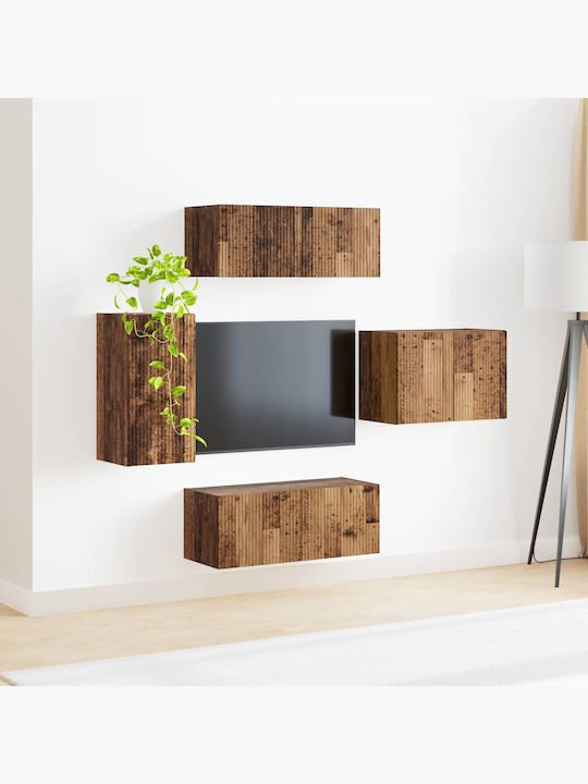 Living Room TV Unit with Lighting Old Wood L78.5xW30xH29.5cm