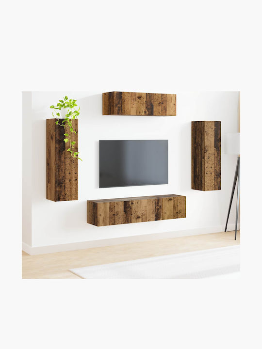 Living Room TV Unit with Lighting Old Wood L30xW31xH100cm