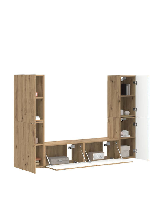 Living Room TV Unit Beige with Lighting M30xW31xH60cm
