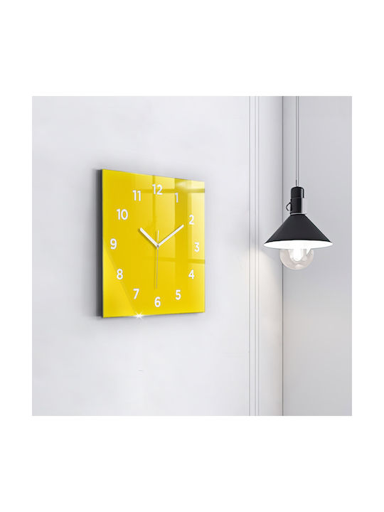 Tulup Leise Wanduhr Glas Gelb 30x30cm