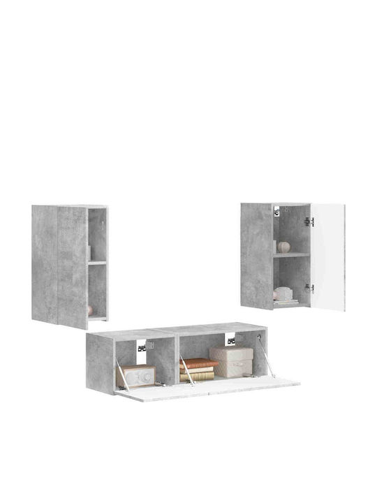 Wohnzimmer TV-Einheit Grey mit Vitrine & Beleuchtung L60xB31xH29.5cm