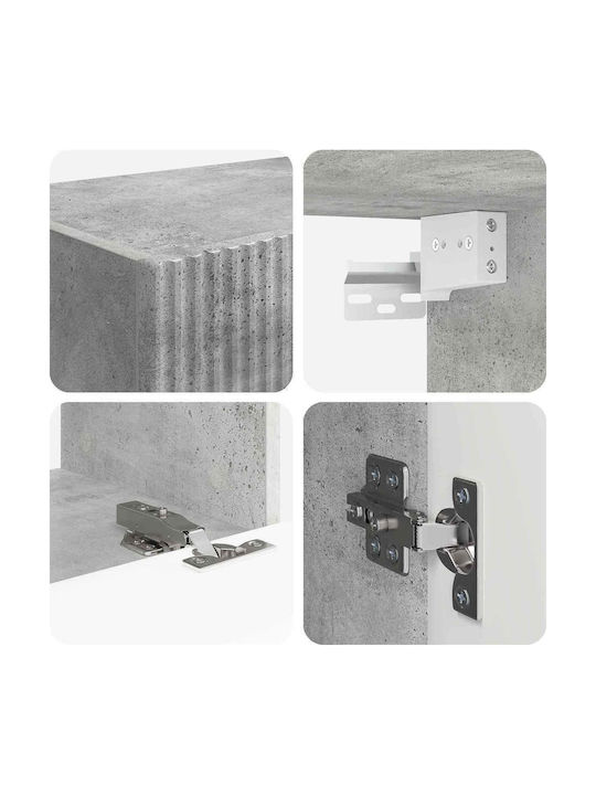 Wohnzimmer TV-Einheit Grey mit Vitrine & Beleuchtung L60xB31xH29.5cm
