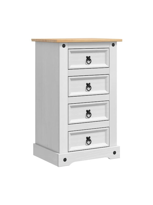Solid Wood Bedside Table White 53x39x84cm