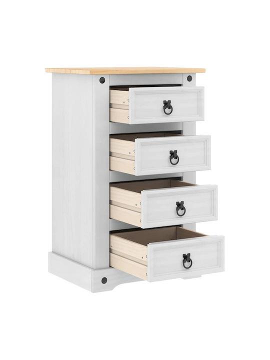 Solid Wood Bedside Table White 53x39x84cm