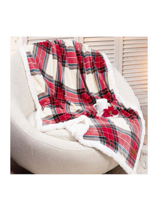 Nima Noelle Velvet Sofa Blanket 130x170cm Red White
