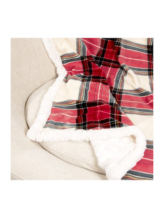 Nima Noelle Velvet Sofa Blanket 130x170cm Red White