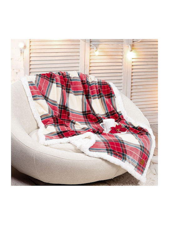 Nima Noelle Velvet Sofa Blanket 130x170cm Red White