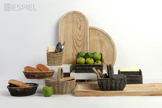 Espiel Set of Decorative Baskets Rattan Gray 15.5x15.5x16cm 3pcs