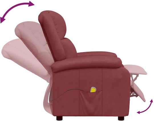 Relax Massage Armchair with Footstool Artificial Leather Burgundy 70x93x98cm