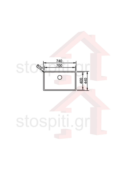 Blanco Claron 700-u Durinox Υποκαθήμενος Νεροχύτης Inox Μ74xΠ44cm Γκρι