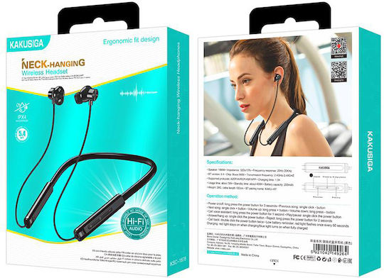 Kakusiga KSC-1878 In-ear Bluetooth Handsfree Ακουστικά με Αντοχή στον Ιδρώτα Μαύρα