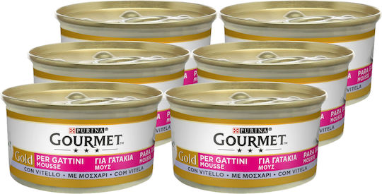 Purina Gourmet Hrană Umedă pentru Pisici Tinere în Conservă cu Vițel 6x85gr