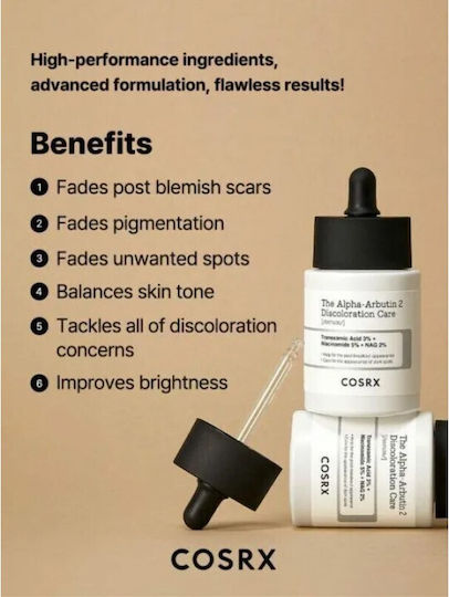 Cosrx The Alpha-arbutin 2 Discoloration Care Serum Face with Niacinamide & Hyaluronic Acid for Dark Spots & Whitening 50ml